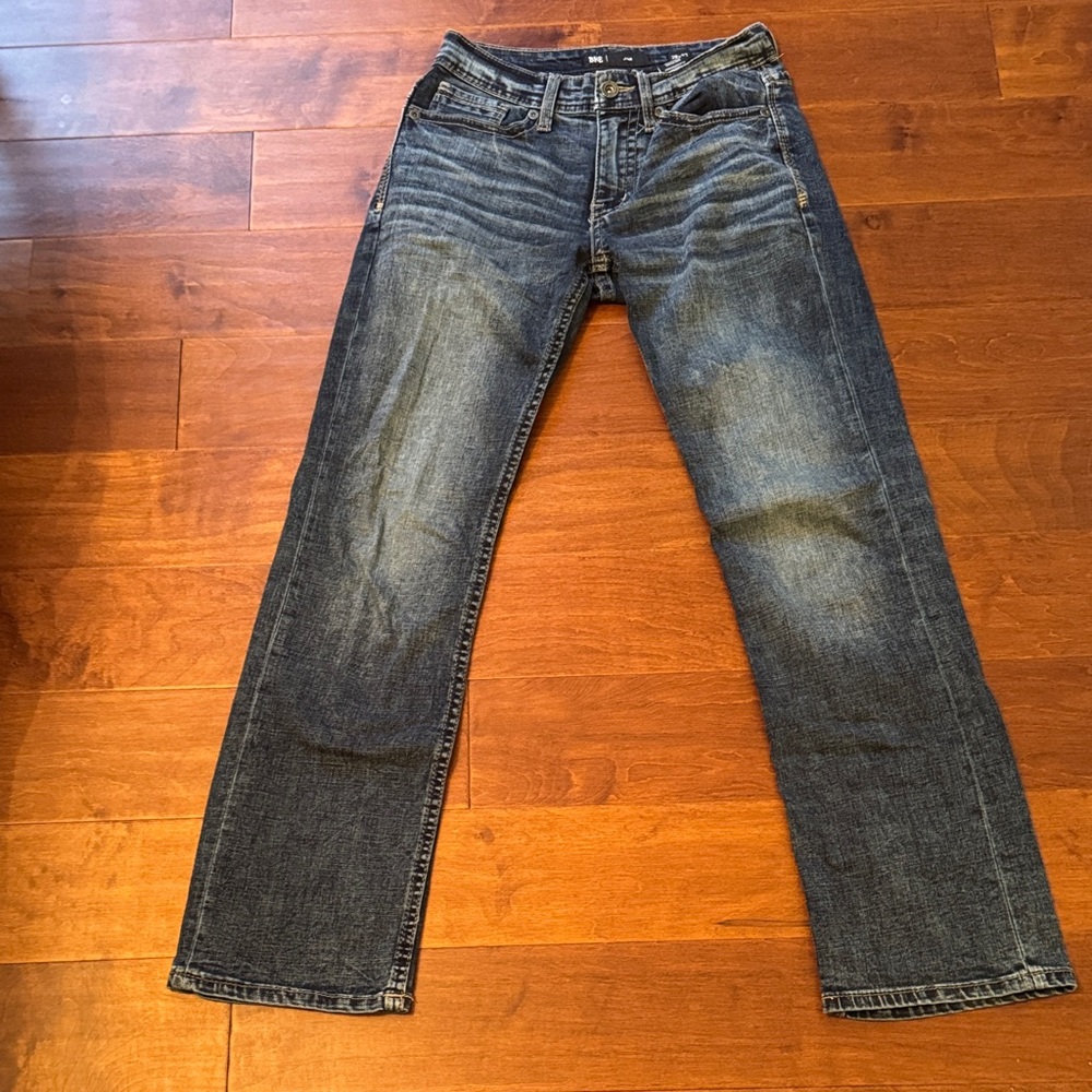 Buckle Men's Straight Dark Blue Denim Jeans